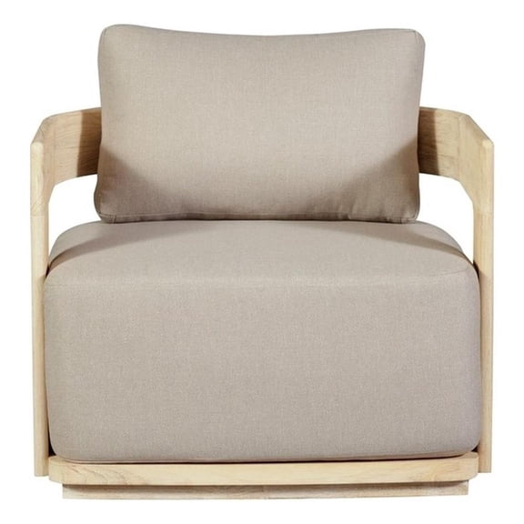 Pemberly Row Outdoor Solid Teak Wood Chair Natural Look in Gray