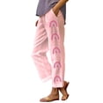 thumbnail image 3 of Lroveb Womens Breast Cancer Awareness Pants Plus Size Trendy Pink Ribbon Printed Straight Leg Pants with Pocket Casual Lounge Pants White, 3 of 3