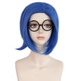 thumbnail image 4 of Peluca azul de tristeza de Inside Out para Halloween, disfraz de Cosplay de tristeza de cabello azul para mujer y niña, fiesta escolar de Navidad, Cosplay, 4 of 5