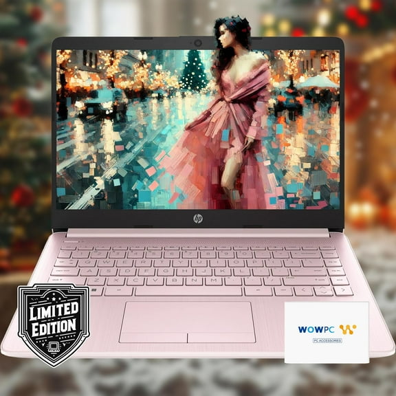 HP 14 Laptop * Back to School Limited Edition with Microsoft 365 * 4-Core Intel CPU * 32GB RAM *1600GB Storage (64GB OnBoard 512GB External 1TB OneDrive) * Pink * w/WOWPC Bundle * Win 11