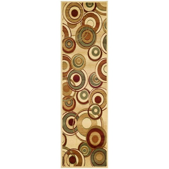 SAFAVIEH Lyndhurst Josh Geometric Circles Runner Rug, Ivory/Multi, 2'3" x 12'