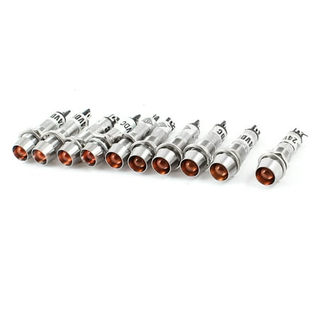 Unique Bargains 10 Pcs 7.5mm Male Red Indicator Signal Lamp Light DC 24V