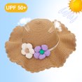 thumbnail image 4 of 56-58cm hat circumference women's sun hat summer straw hat and straw bag set sun hat beach hat - Khaki, 4 of 5