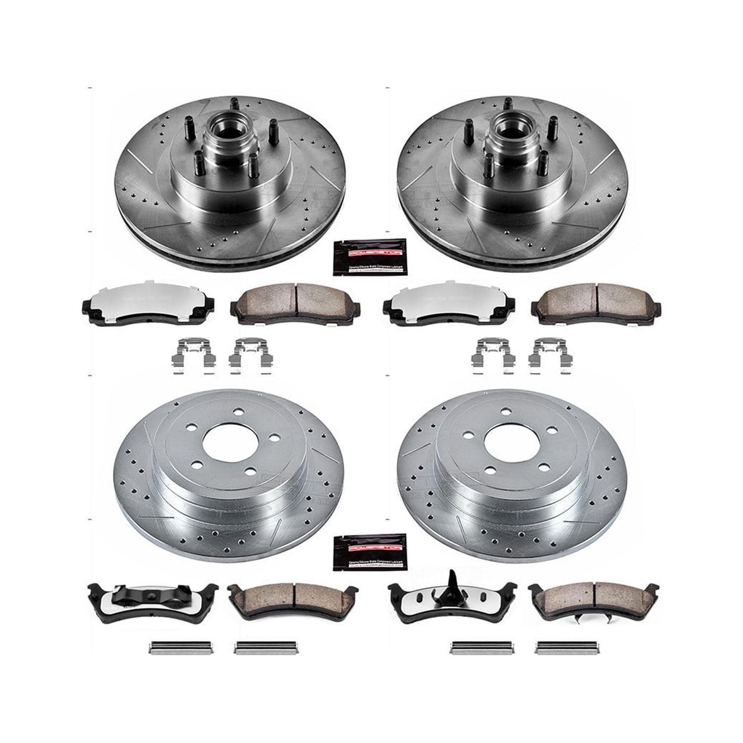 PowerStop Front and Rear Z36 Truck & Tow Carbon-Fiber Ceramic Brake Pad and Drilled and Slotted Rotor Kit Fits: FORD Select Models K1921-36