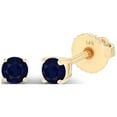 thumbnail image 2 of Decadence Solid 14K Yellow Gold 3mm Round Natural Blue Sapphire September Birthstone Screwback Stud Earrings, 2 of 5