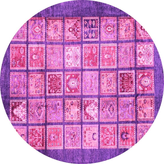 Ahgly Company Indoor Round Abstract Pink Modern Area Rugs, 8' Round