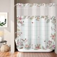 thumbnail image 2 of No Hook Shower Curtain, Pink Spring Floral Shower Curtains for Bathroom with See Through Top Window, Elegant Botanical Sage Green Birds Waterproof & Washable Bath Curtain Long 72"x78", 2 of 9
