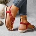 thumbnail image 5 of HomeDM Women's Flat Sandals Summer Bohemian Flip Flop Casual Comfort Elastic Ankle Strap Dressy Beach Sandals, Red Size 8.5, 5 of 9