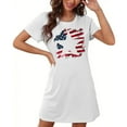 thumbnail image 4 of Tnhcen Women's USA Patriotic 4th of July Print Plus Size Short Sleepwear Dress | Crewneck Short Sleeve Casual Loungewear | S-2XL Pajamas Set, 4 of 7