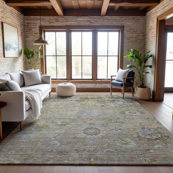 Addison Rugs Mayfield Premium Machine Washable Traditional Global Beige Rectangle Rug, 8' x 10'