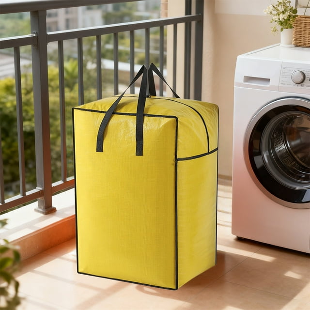 Bolsa de almacenamiento de algodón de gran capacidad | Organizador plegable de tela no tejida para ropa, ropa de cama y juguetes | Cremallera resistente y asa de transporte para mudanzas y viajes