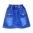 thumbnail image 2 of DAETIROS Girls Denim Cargo Skirt with Pockets - Elastic Waist A-Line Mini Skirt, Stone Wash Blue for Kids Girls Size 4T 5T 6T 7 8,Size 6-7T, 2 of 5