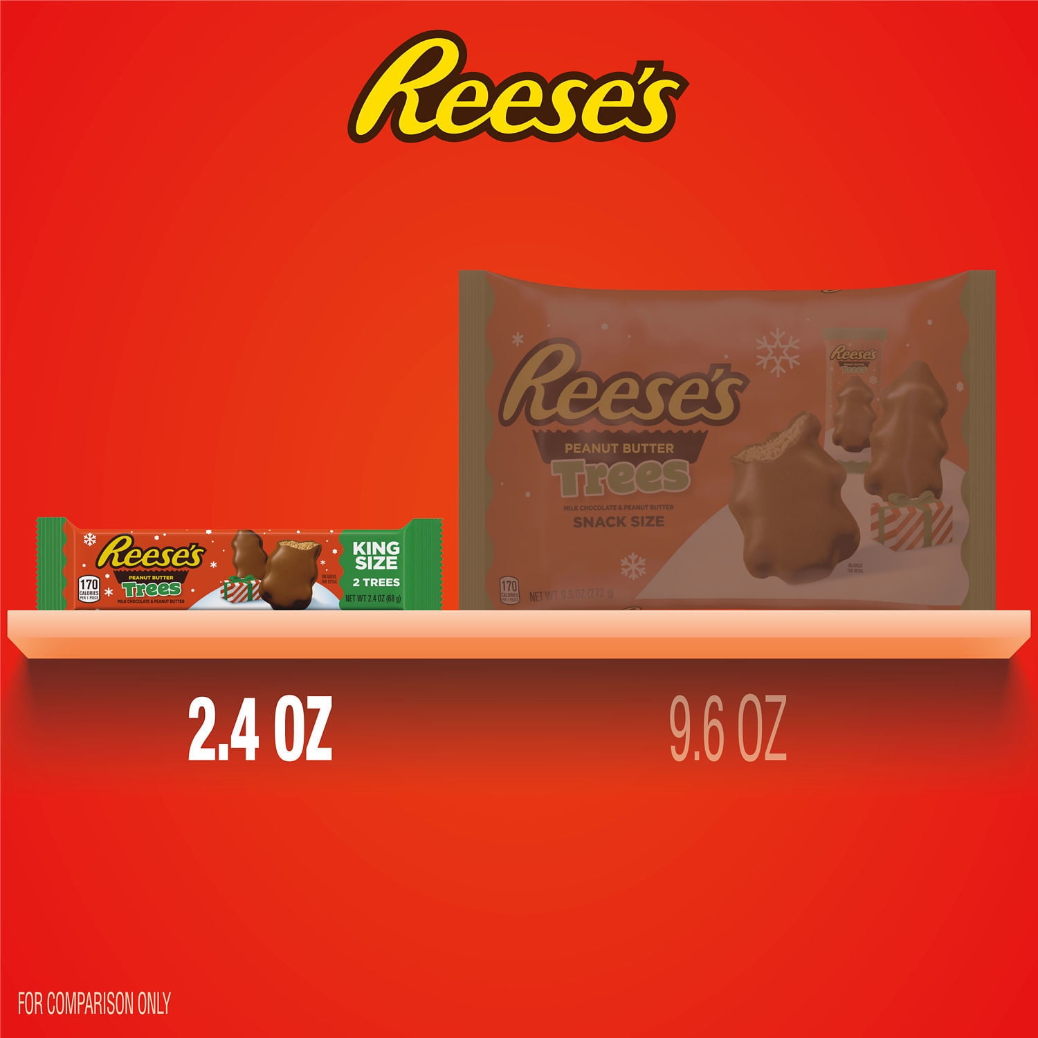 Reese's Milk Chocolate King Size Peanut Butter Trees Christmas Candy, Pack 2.4 oz