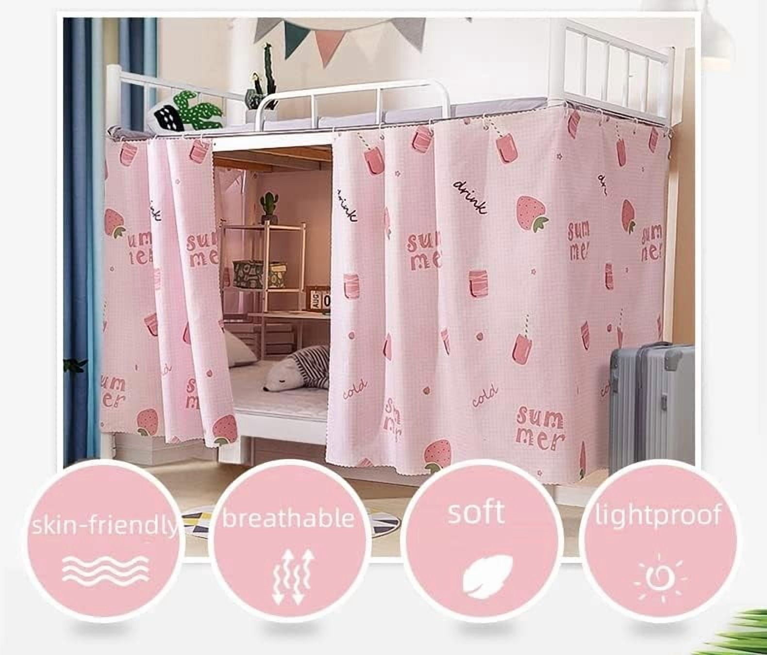 Upper/Bottom Bunk Bed Curtains Dorm Home Blackout Privacy Beds Cloth Curtain Shading Breathable Dustproof Bed Canopy with Rope and Buckles for Kids Teen Loft Beds Single Sleeper
