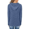 thumbnail image 4 of RYRJJ Womens Soft Ribbed Knit Hoodie Sweaters Long Sleeve Pullover Shirts Lightweight Drawstring Fall Sweatshirt Tops with Pocket(Navy,XL), 4 of 8