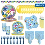 Baby Shark Birthday Party Tableware, Decoration and Balloon Kit for 16 Guests