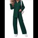 thumbnail image 3 of Conjunto de Dos Piezas de Punto para Mujer: Chaqueta de Larga con Botones y Pantalón Recto. Verde XL, 3 of 7