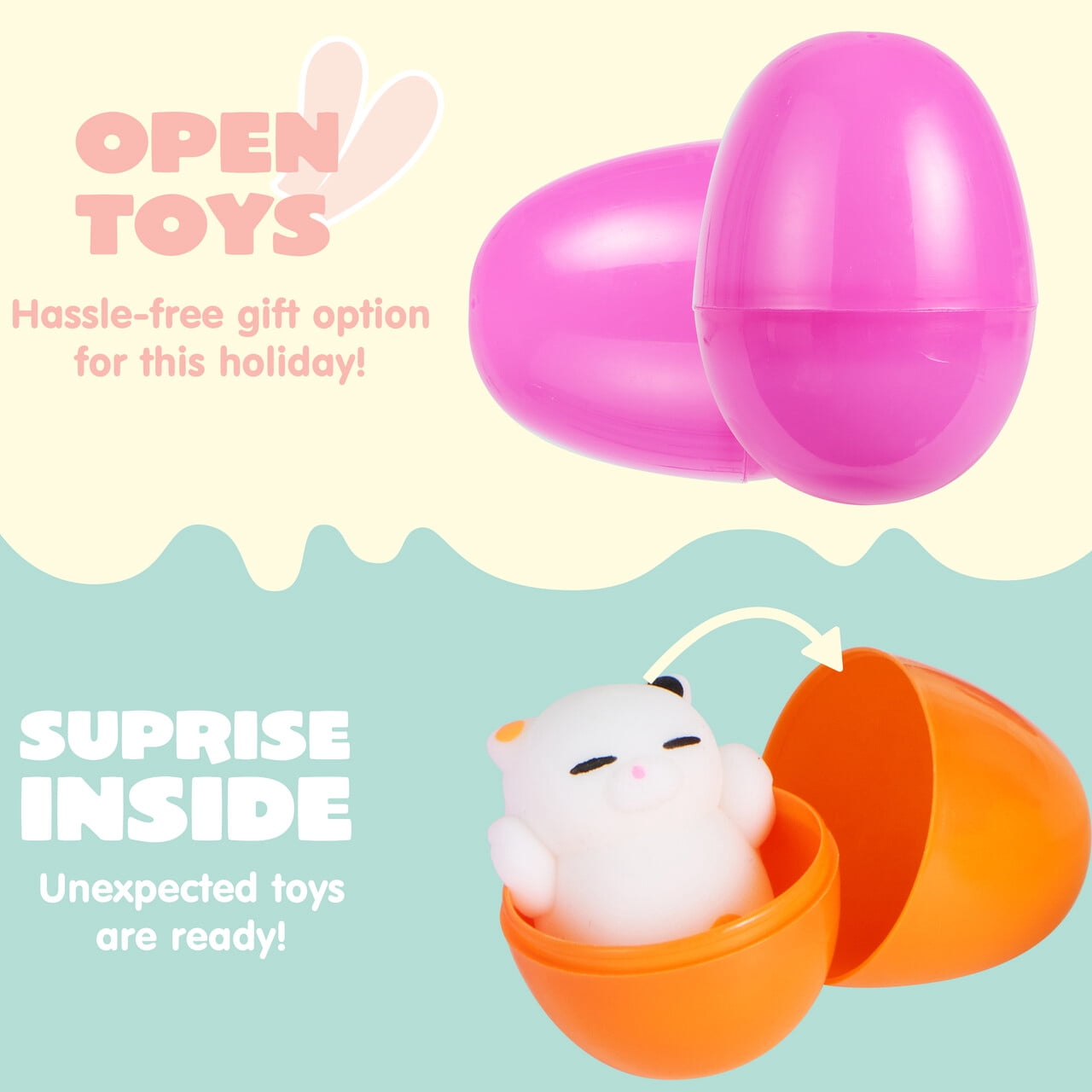 Joyfy 72 Packs Prefilled Easter Eggs with Mochi Toys,Mochi Squishies Stress Relief Toys Stuffed Plastic Easter Eggs for Easter Basket Kids