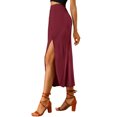 thumbnail image 4 of Unique Bargains Jupe Longue Décontractée pour Femme à Taille Élastique, Fente Latérale, Fente Asymétrique, 4 of 6