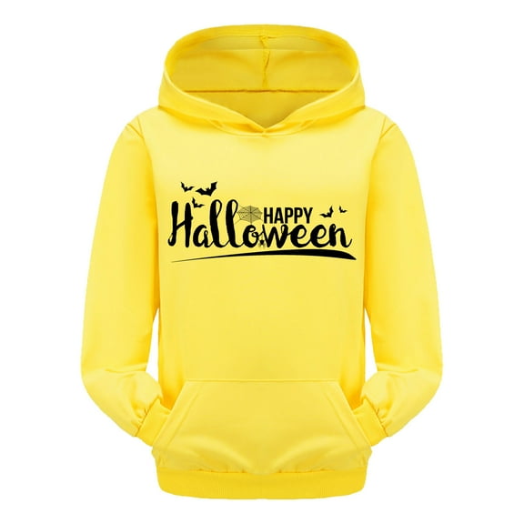 Arlun Girls Smile Long Sleeve Hoodies Cute Loose Letter Printed Heart Graphic Sweatshirts Tops Casual Baggy Comfortable Drawstring Pullover with Pocket Yellow 10-11Years