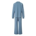 thumbnail image 7 of enyan Womens Lounge Sets Womens Sweatsuits 2 Piece Set Fleece Lined Outfits Crew Neck Colorblock Long Sleeve Sweatshirt Jogger Pants Tracksuit Set with Pockets Blue,XS, 7 of 7