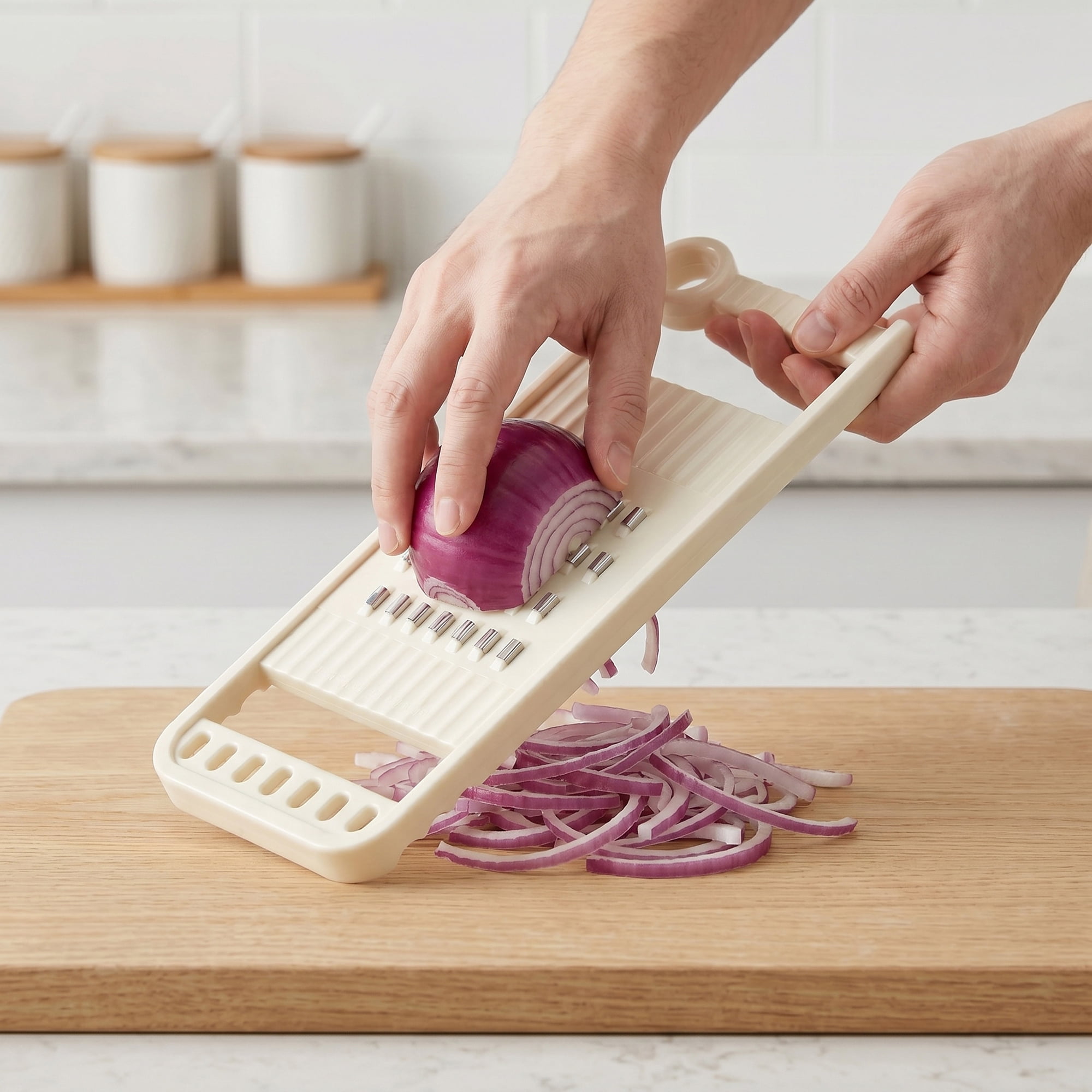 Unique Bargains Plastic Mandoline Slicer with Non-Slip Base for Safety White 11.2"x3.9"