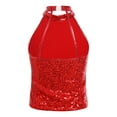 thumbnail image 4 of iiniim Girl's Glitter Sequins Jazz Ballet Hip Hop Tank Top Sleeveless Halter Neck Vest Dancewear Red 8, 4 of 7