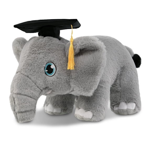 DolliBu Elephant Graduation Plush Toy - Super Soft Elephant Graduation Stuffed Animal Dress Up with Graduation Cap with Tassel - Reward Celebration Grad Gift - 14 Inch