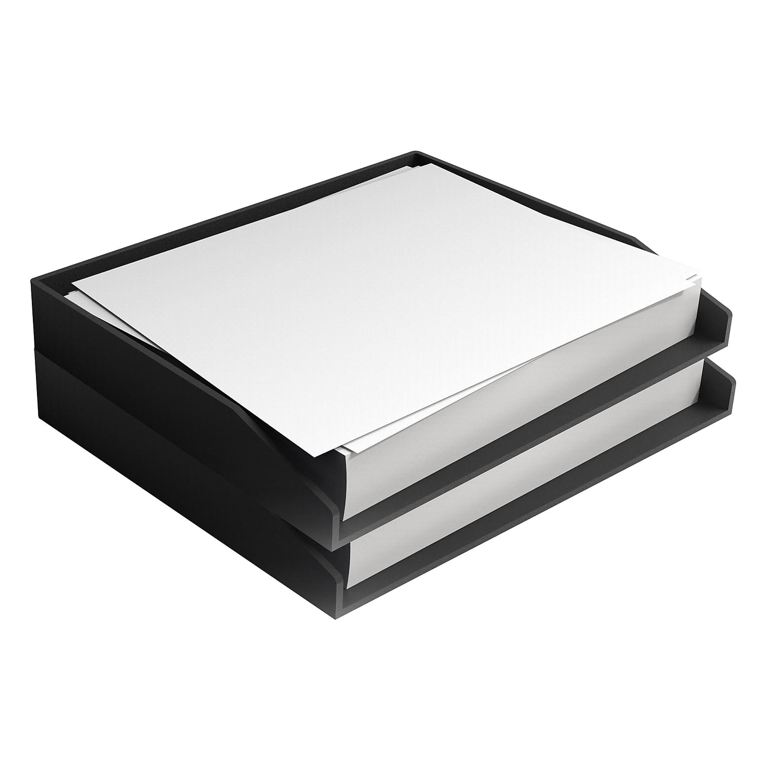 MyOfficeInnovations Side Load Stackable Plastic Letter Trays Blk 24380388