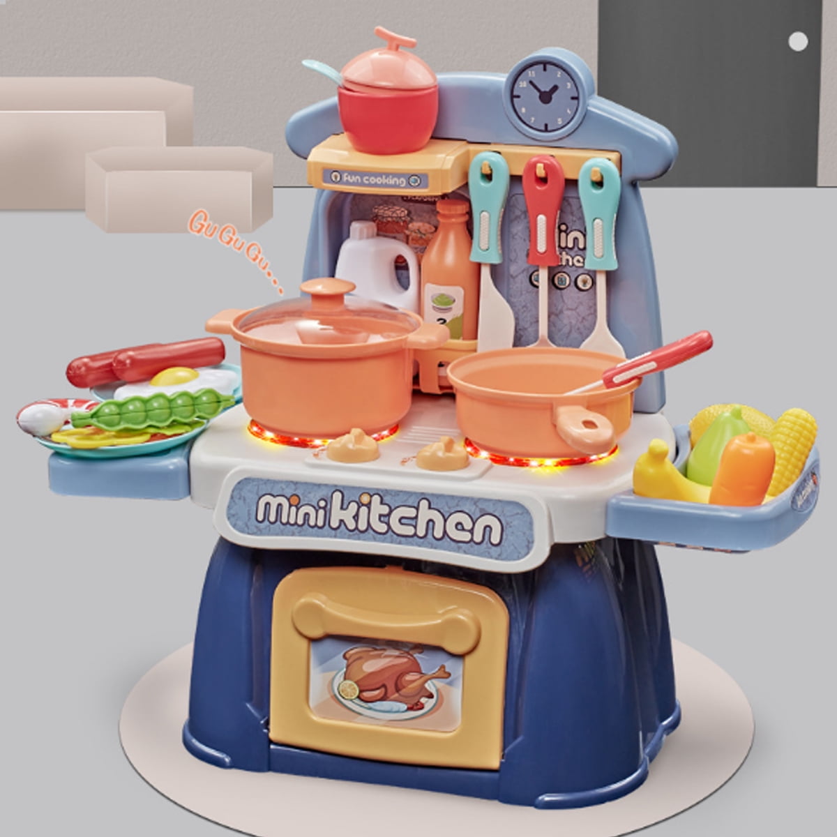 Kitchen Playset Pretend Play Kitchen Toys Chef Cooking Set With 26Pcs