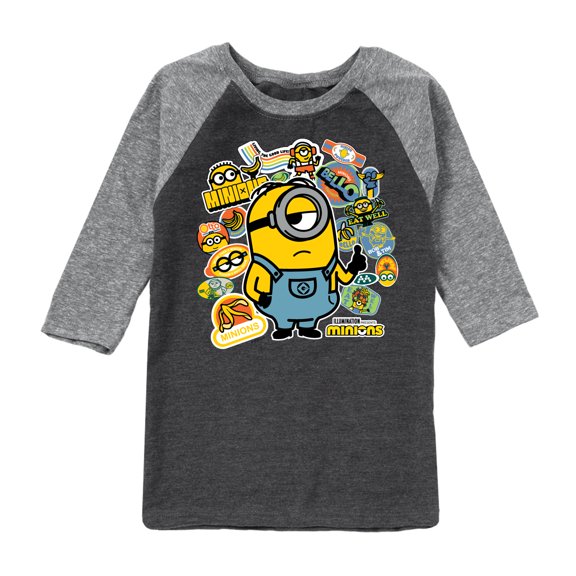 Despicable Me - Banana Stickers - Toddler & Youth Raglan Graphic T-Shirt