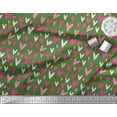 thumbnail image 3 of Soimoi Green Rayon Fabric Pink Heart Print Fabric by the Yard 42 Inch Wide, 3 of 3