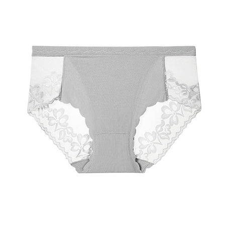 Womens Thong Underwear Womens Solid Color Underwear Breathable Sports Boy Shorts Panties Lace Briefs Lace Panties Gray 4XL