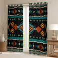 thumbnail image 2 of Manfei Tribal Aztec Blackout Curtains Set of 2 (52x84 Each), Boho Geometric Curtain, Teal, Orange and Black, 2 of 6