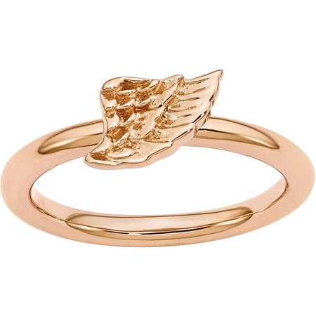 Stackable Expressions Sterling Silver Pink-Plated Angel Wing Ring
