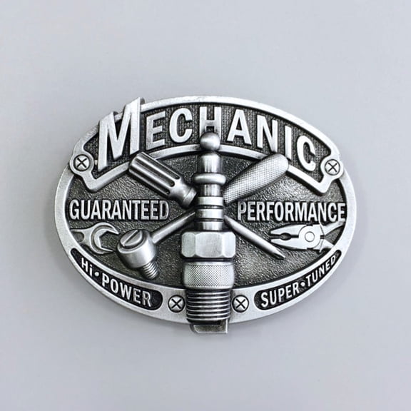 Antique Brushed Silver Mechanic Trades Tradesman Belt Buckle