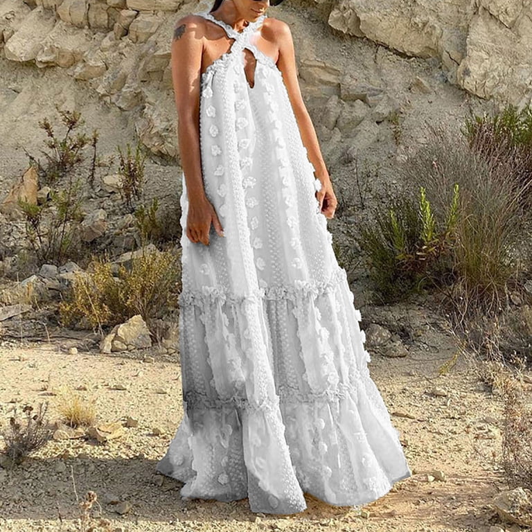 Bigersell Wedding Guest Dresses for Women Plus Size Women's Fashion  Bohemian V-Neck Loose Sleeveless Solid Mid-calf Dress Women Sweater Dress  Style 42341, Female Short Dresses White S - Walmart.com