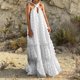 thumbnail image 2 of Vestidos para mujer Maxi vestido de moda bohemio con cuello en V suelto sin mangas sólido vestido de media pantorrilla Odeerbi  ODB-5, 2 of 9