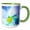 Green/White, variant on 3drose, White Pansy Flower, Yellow Center, Macro Photo, 11oz Two-tone Black Mug