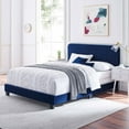 thumbnail image 2 of Modway Celine Channel Tufted Performance Velvet Twin Bed in Navy, 2 of 9