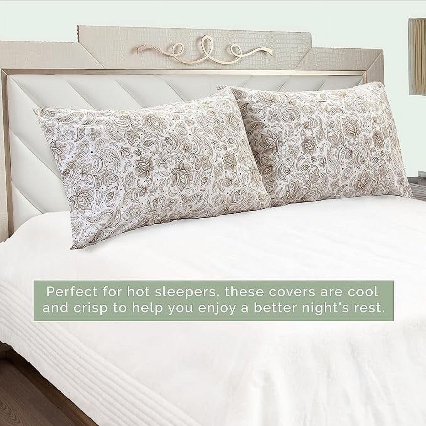Elegant Comfort Set of 2 Floral Print Pillowcases, 1500 Series Hotel Quality Microfiber, Soft and Smooth with Envelope Closure, King, Paisley Taupe