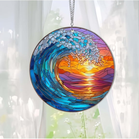 Sea Wave Suncatcher, Ocean Acrylic Hanging Window, Blue Wave Ornament, Beach Decor, Coastal Suncatcher, Beach Lover Gifts, Natural Gifts - Etsy