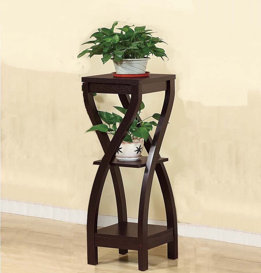 Elegant Design Large Plant Stand, Dark Brown by Benzara