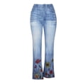 thumbnail image 3 of LNGOOR Flare Jeans for Women Plus Size High Waist Stretch Slimming Blue Wide Leg Pants Rise Skinny, 3 of 5
