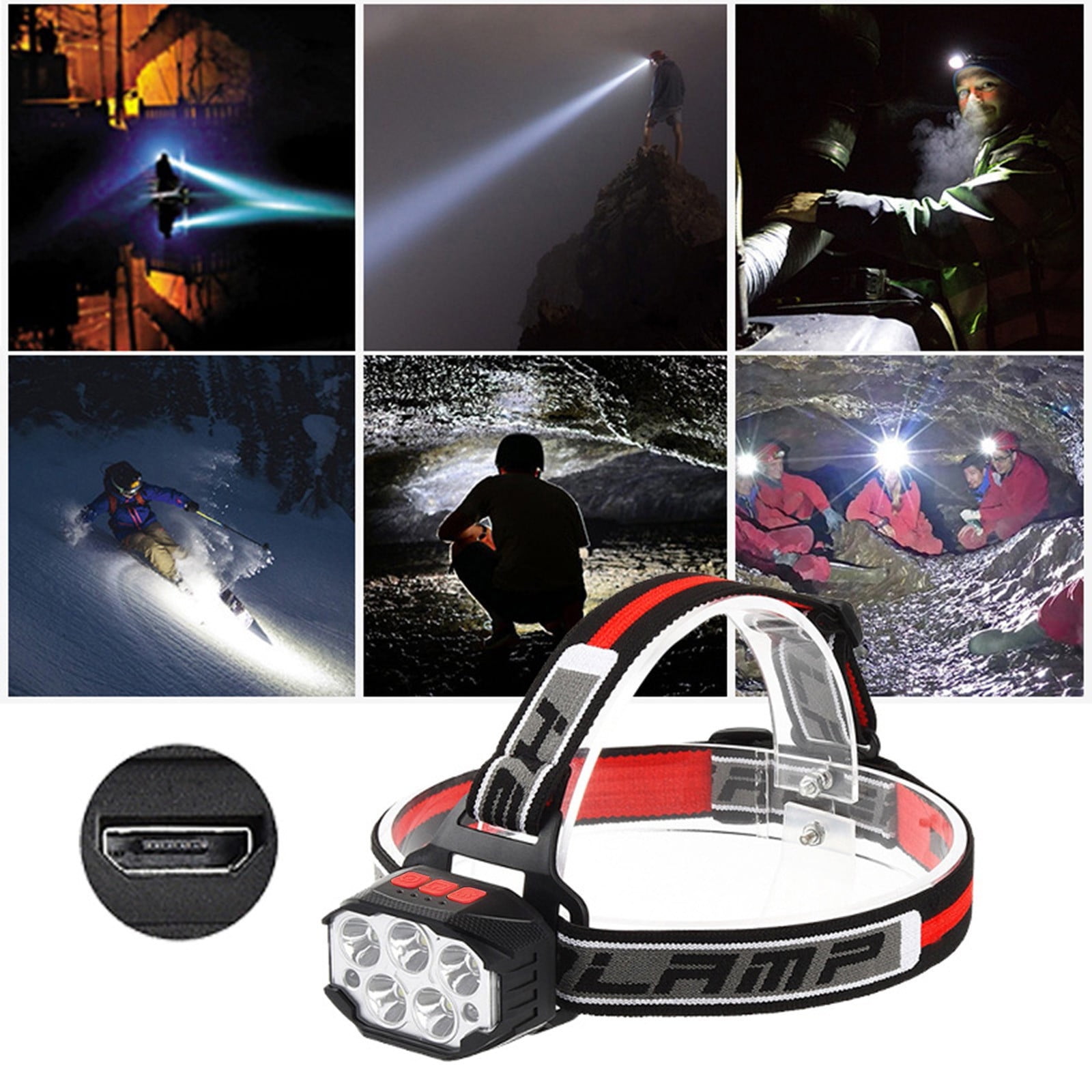 Headlamp with 5 LED Super Bright Lamp Beads Waterproof Outdoors Headlamp Flashlight, Adjustable headlamps for Adults and Kids,Cycling,Running,Fishing,Hiking,Camping Gear