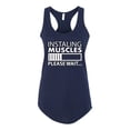 thumbnail image 2 of Wild Bobby Installing Muscles Please Waitâ€¦ Gym/Workout Women Racerback Tank Top, Navy, Medium, 2 of 5