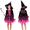 Pink, variant on 2Pcs Girls Witch Light Up Dresses Costume with Witch Hat Halloween Party Dress-up Sparkly Skirts for Cosplay Performance(Black, S)