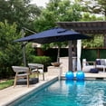 thumbnail image 4 of PURPLE LEAF 8'x8' Offset Cantilever Umbrella with 360° Rotation 7' High Outdoor Patio Umbrella with Weighted Base for Poolside, Deck, Garden Navy Blue, 4 of 8