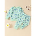 thumbnail image 2 of Biezeib Little Girls 2PCS Fall Sets Long Sleeve O Neck Floral Print Tops Elastic Band Pants, 2 of 6