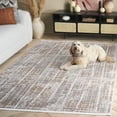 thumbnail image 3 of SAFAVIEH Mila Mildred Distressed Polyester Area Rug, Beige/Ivory Gray, 6'7" x 6'7" Square, 3 of 8